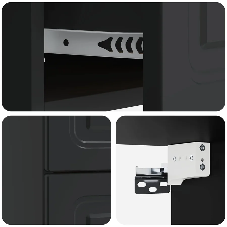 Cabinet de chevet mural avec tiroir Noir 34,5 x 33 x 40 cm - 8