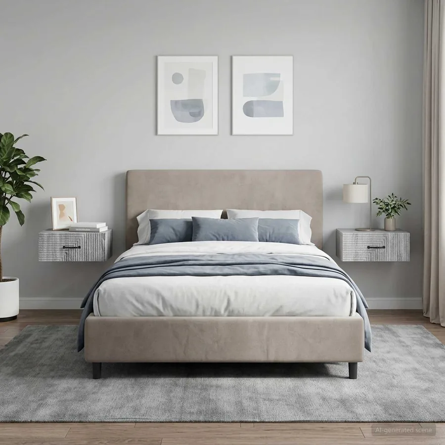 Cabinet de chevet mural 2 pcs Sonoma gris 49 x 34,5 x 20 cm