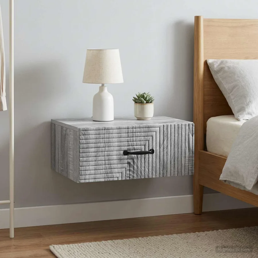Cabinet de chevet mural 2 pcs Sonoma gris 49 x 34,5 x 20 cm - 4
