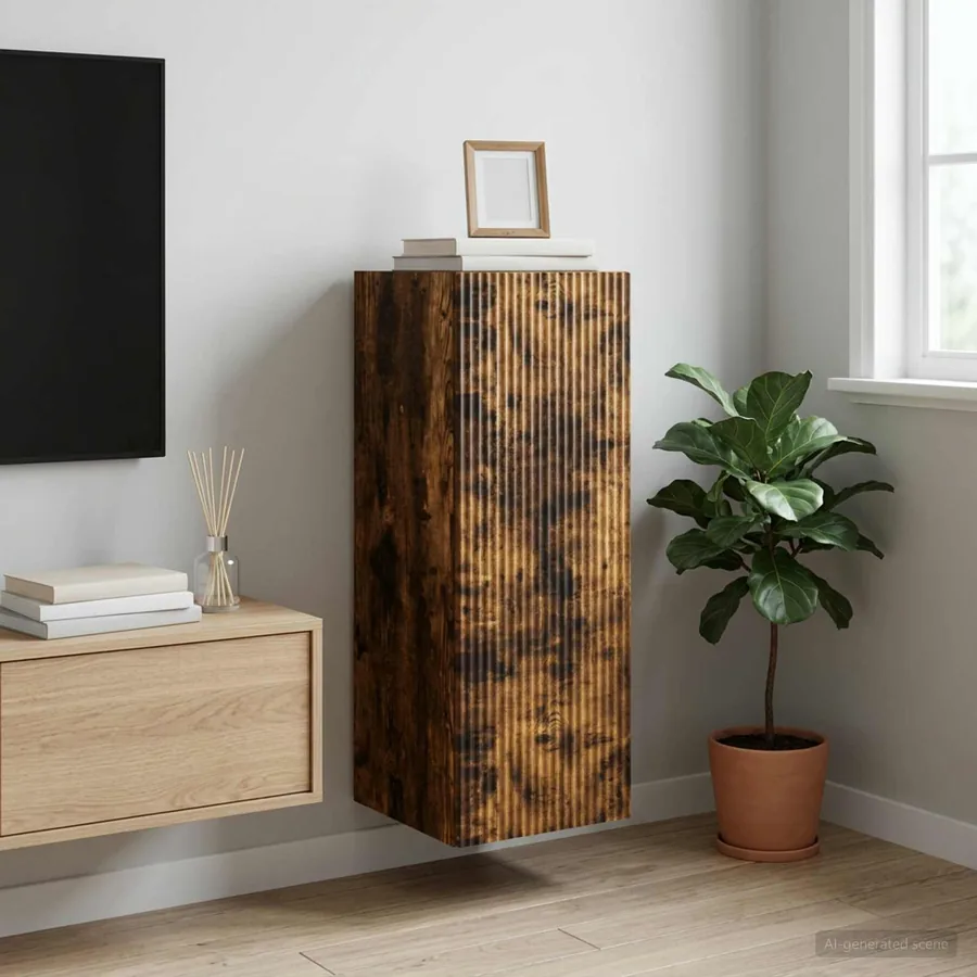 Armoire Murale Chêne fumé 33 x 34,5 x 90 cm Bois d'ingénierie