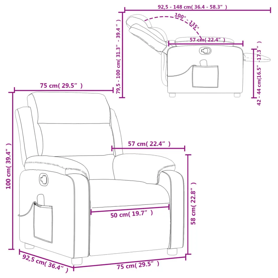 Fauteuil de massage inclinable noir similicuir - 12