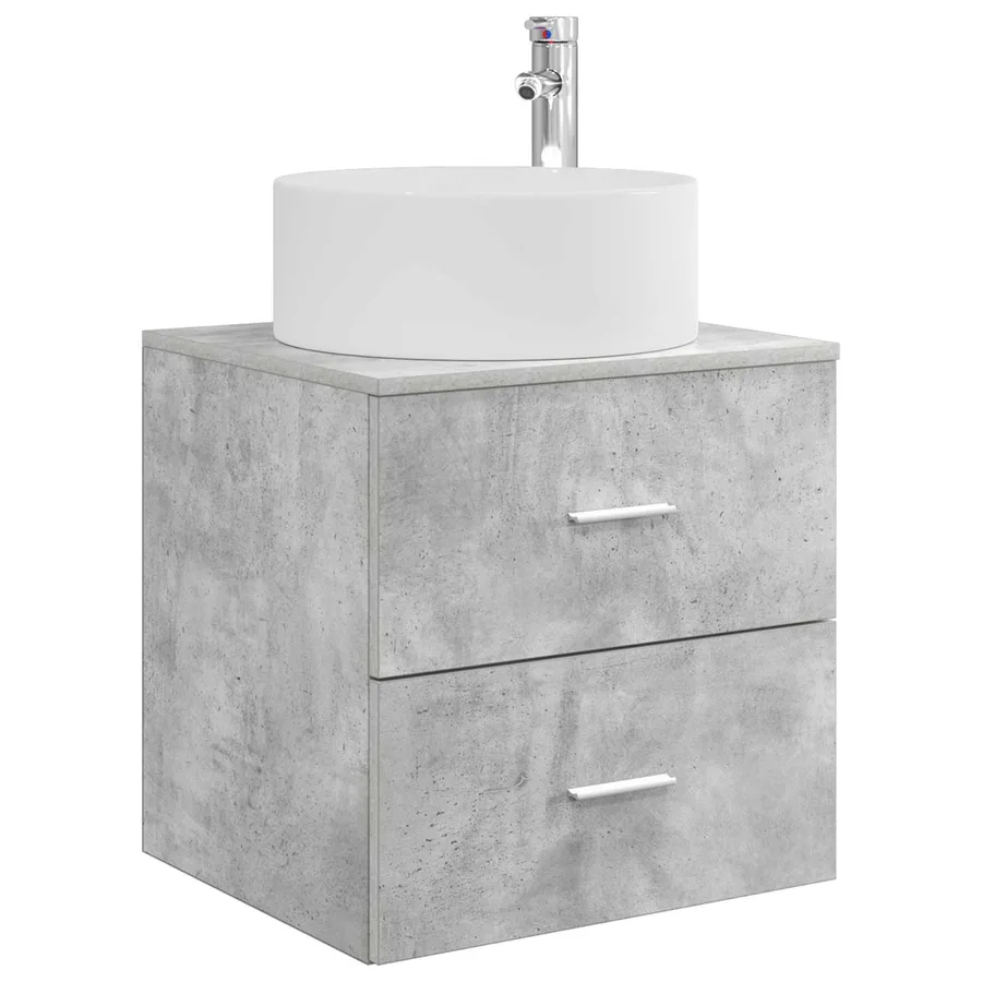 Vanité de lavabo mural Gris béton 49,5 x 44,5 x 65,5 cm - 2