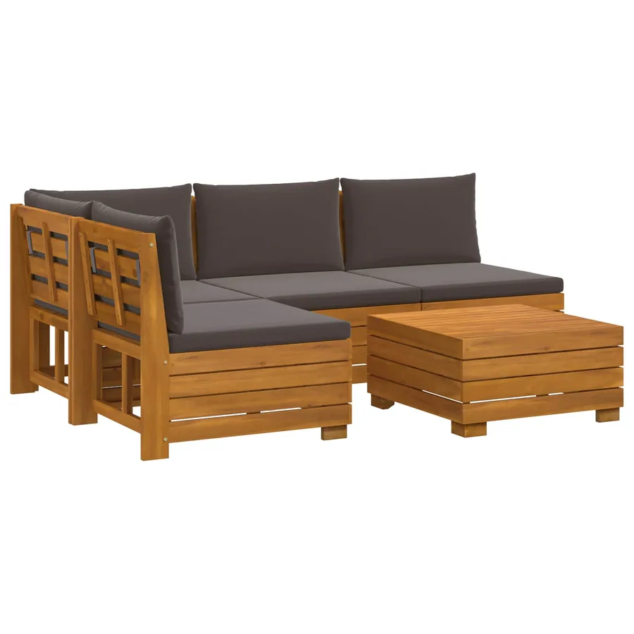 Ensemble de canapés d'extérieur avec coussin 5 Pièce Marron - 2