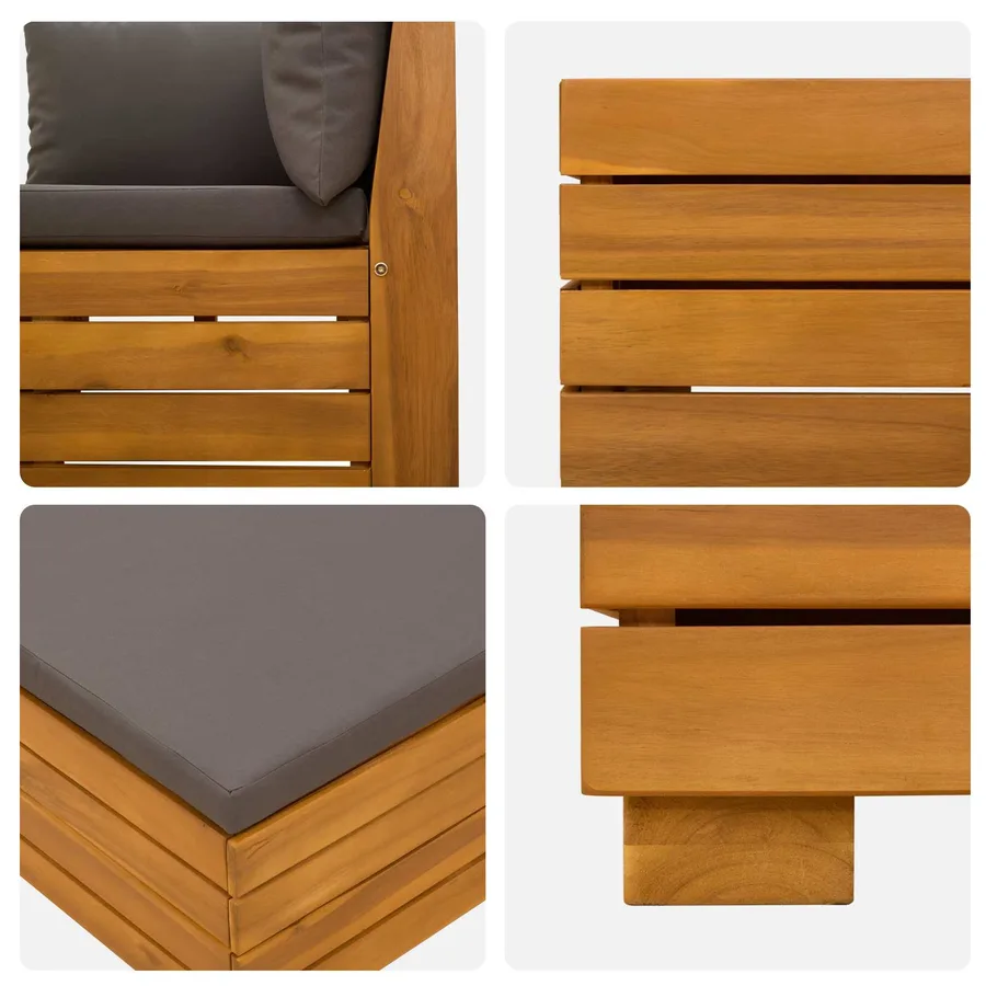 Ensemble de canapés d'extérieur avec coussin 5 Pièce Marron - 7