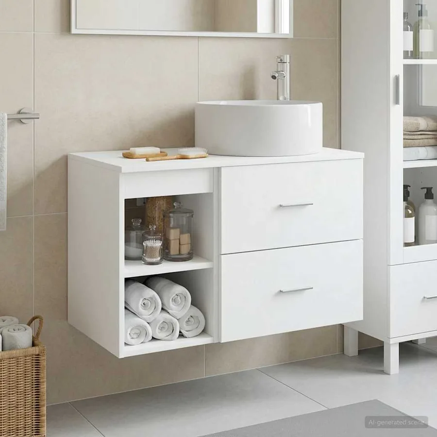 Ensemble de mobilier de salle de bain 2 pcs Blanc
