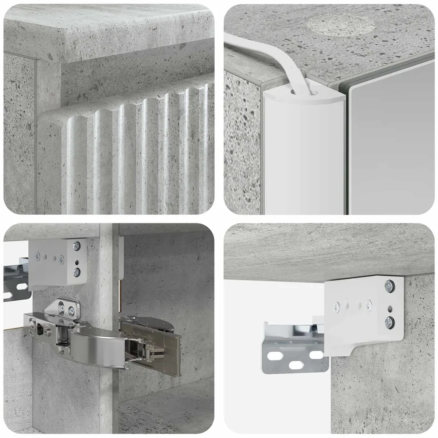 Ensemble de mobilier de salle de bain 6 pcs Gris béton - 10