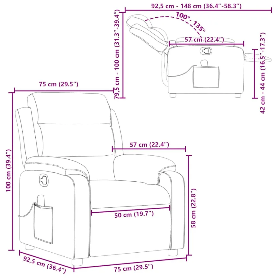 Fauteuil de massage inclinable Noir Similicuir - 13