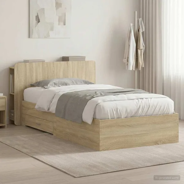 Cadre de lit avec rangement Chêne Sonoma 90 x 190 cm
