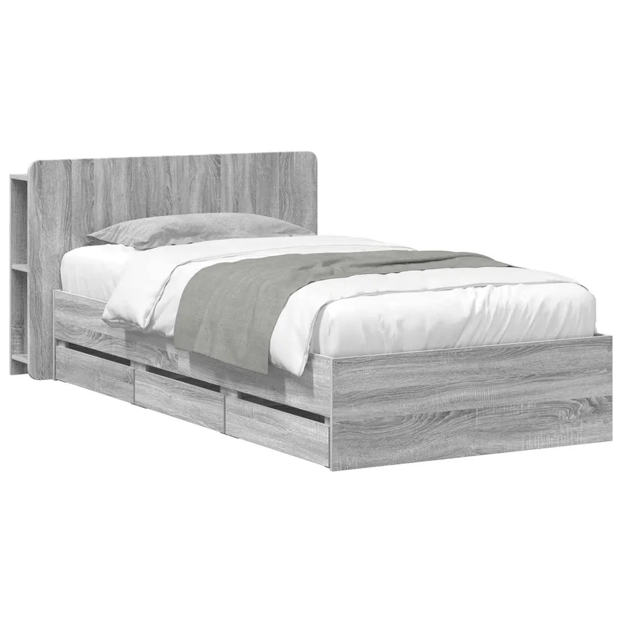 Cadre de lit avec rangement Sonoma gris 90 x 190 cm - 2