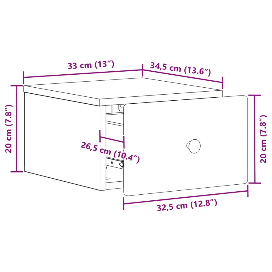 Cabinet de chevet mural 2 pcs Chêne fumé 34,5 x 33 x 20 cm - 11