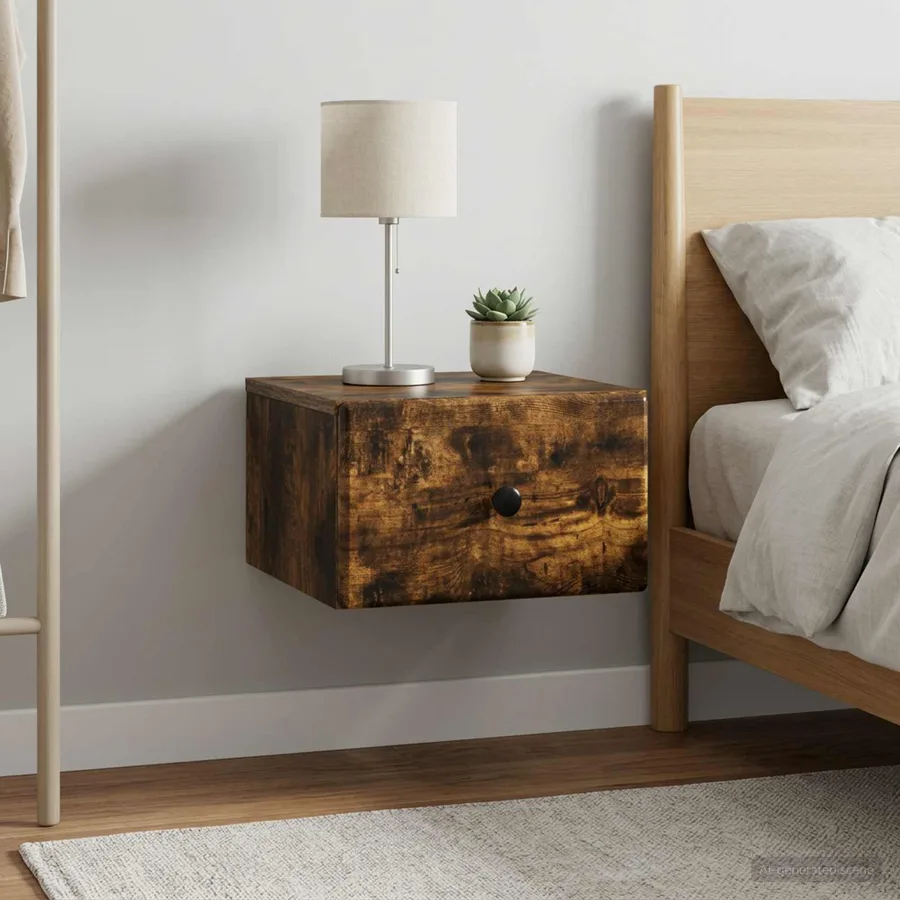 Cabinet de chevet mural 2 pcs Chêne fumé 34,5 x 33 x 20 cm - 4