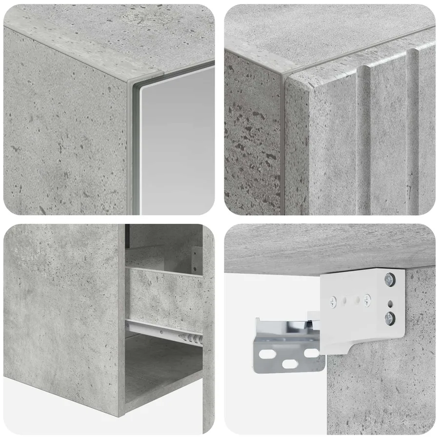 Ensemble d'armoire de salle de bain 5 pcs Gris béton - 10