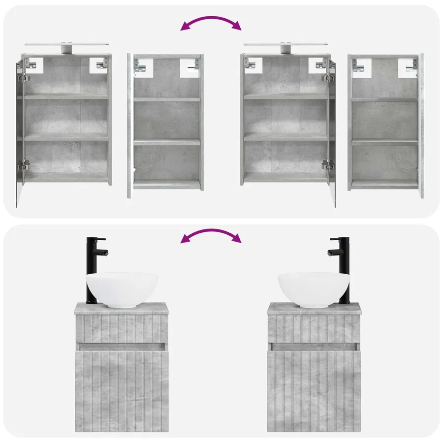 Ensemble d'armoire de salle de bain 5 pcs Gris béton - 14