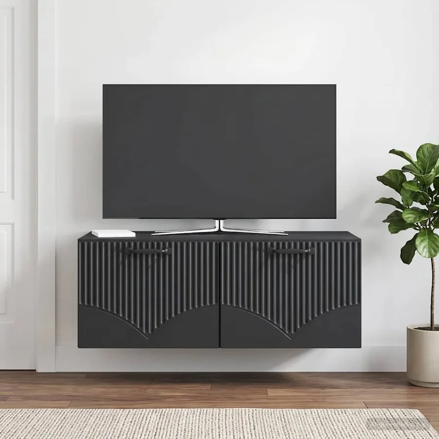 Meuble TV mural Noir 78,5 x 41 x 30 cm Bois d'ingénierie
