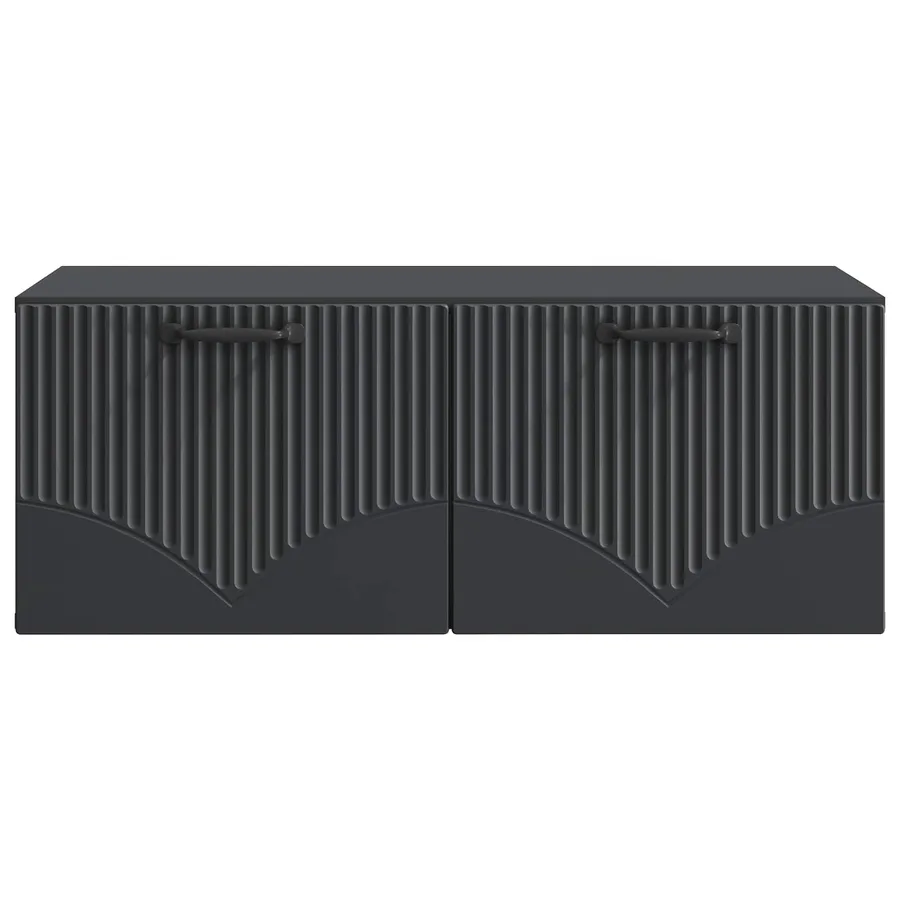 Meuble TV mural Noir 78,5 x 41 x 30 cm Bois d'ingénierie - 6