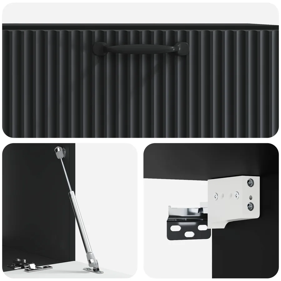 Meuble TV mural Noir 78,5 x 41 x 30 cm Bois d'ingénierie - 9