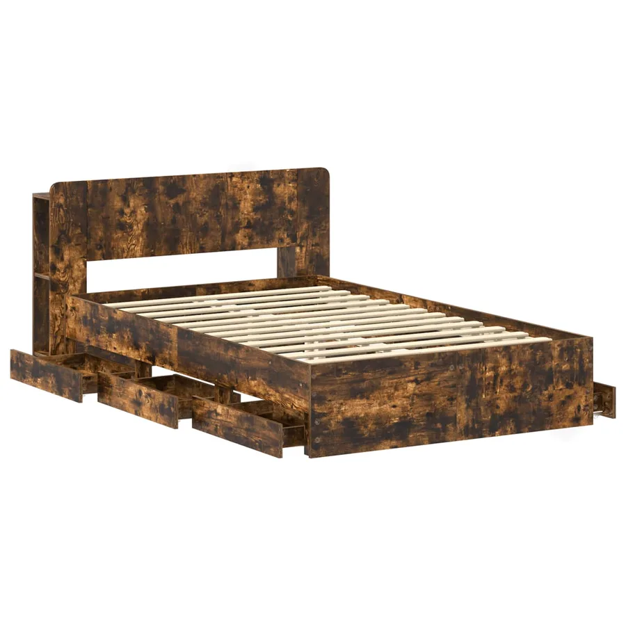 Cadre de lit avec rangement Chêne fumé 120 x 190 cm - 4