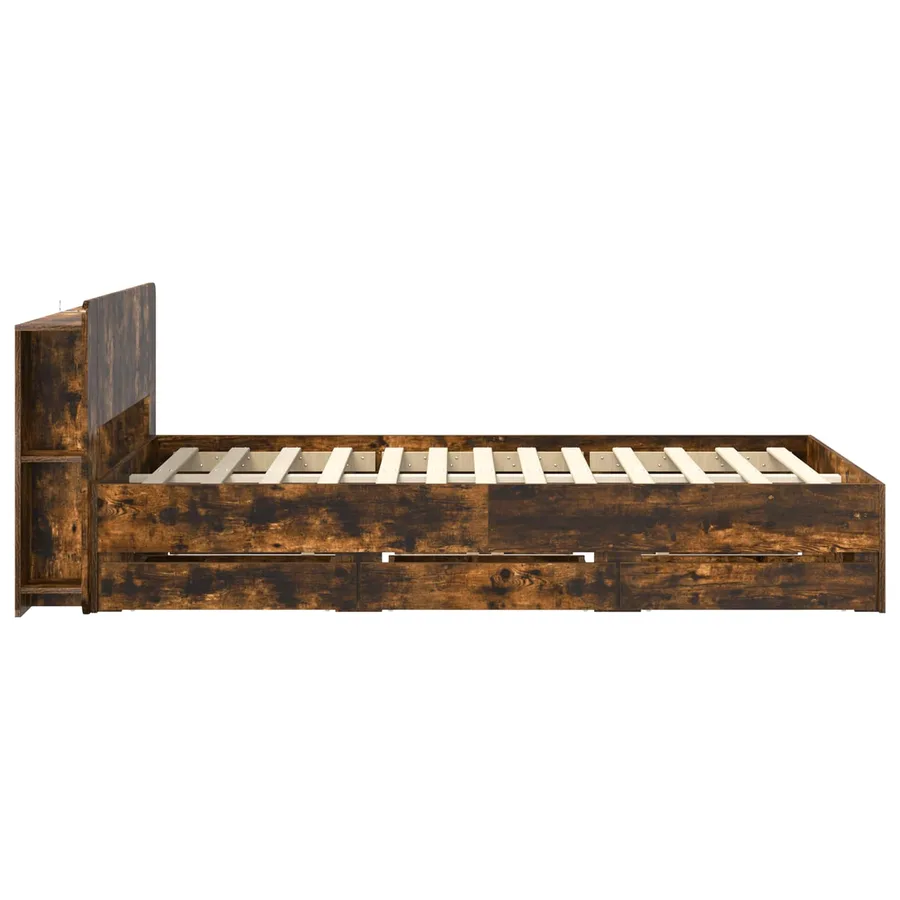 Cadre de lit avec rangement Chêne fumé 120 x 190 cm - 5