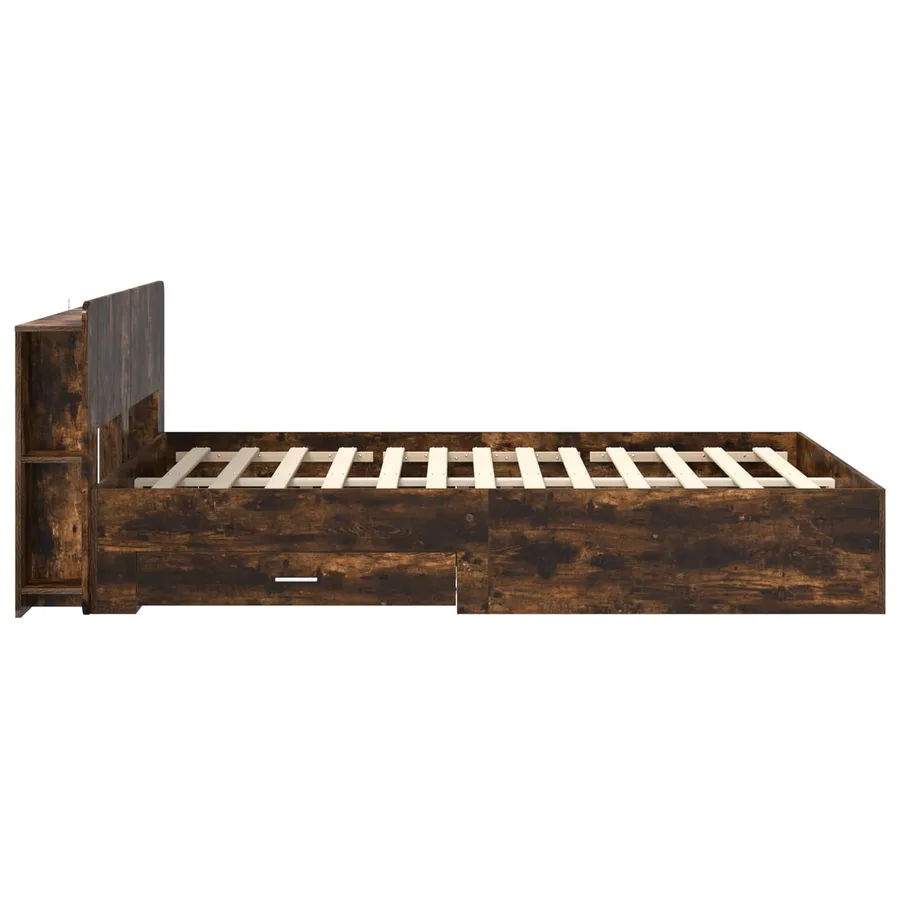 Cadre de lit avec rangement Chêne fumé 150 x 200 cm - 4