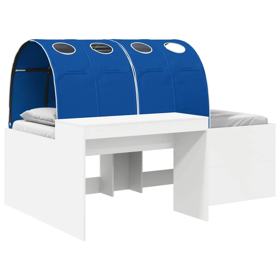 Lit avec Tunnel 3 pc Blanc et bleu Bois d'ingénierie - 2