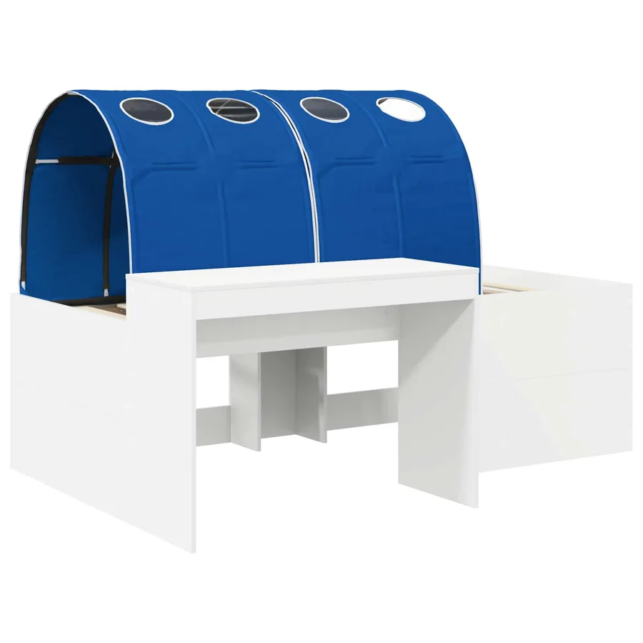 Lit avec Tunnel 3 pc Blanc et bleu Bois d'ingénierie - 3