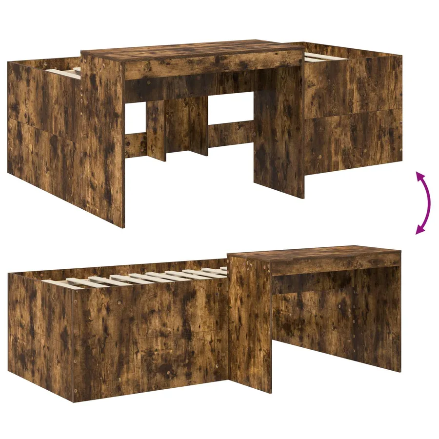Lit haut pour enfants avec bureau Chêne fumé 98,5 x 200 cm - 8