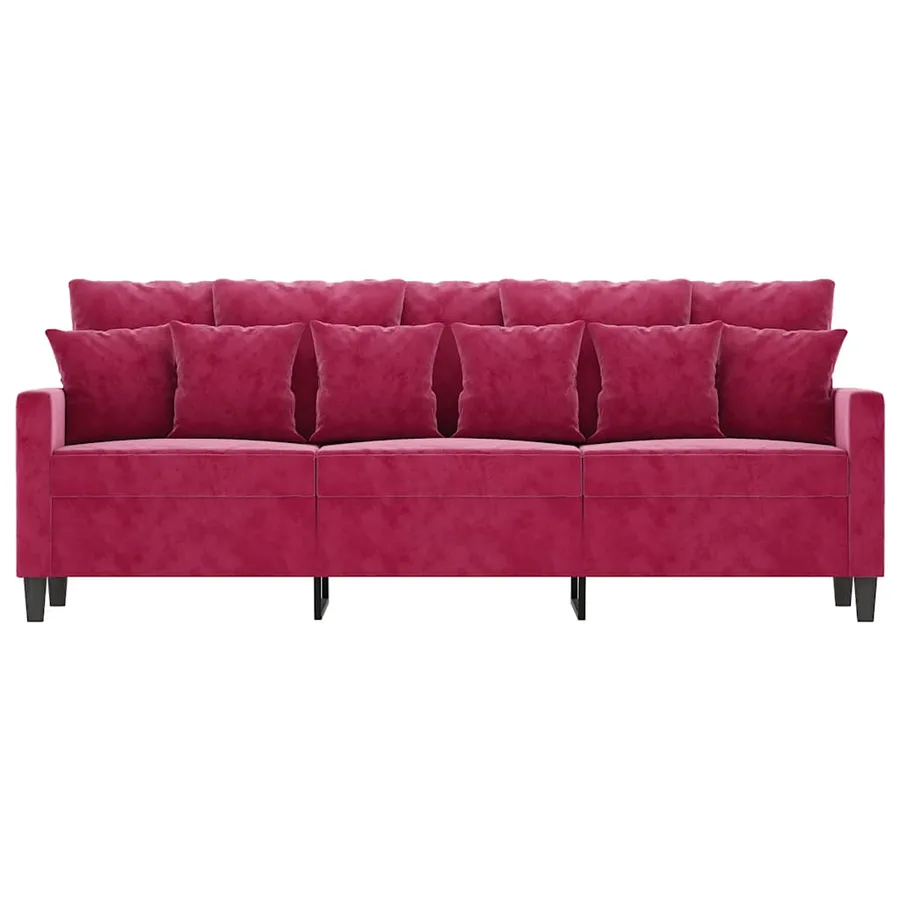 Canapé à 3 places Rouge bordeaux 180 cm Velours - 3