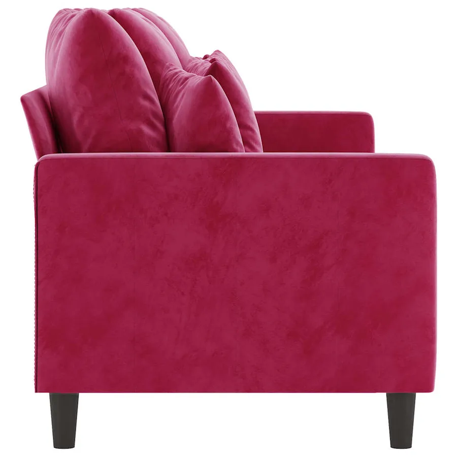 Canapé à 3 places Rouge bordeaux 180 cm Velours - 4