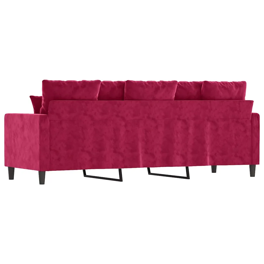 Canapé à 3 places Rouge bordeaux 180 cm Velours - 5