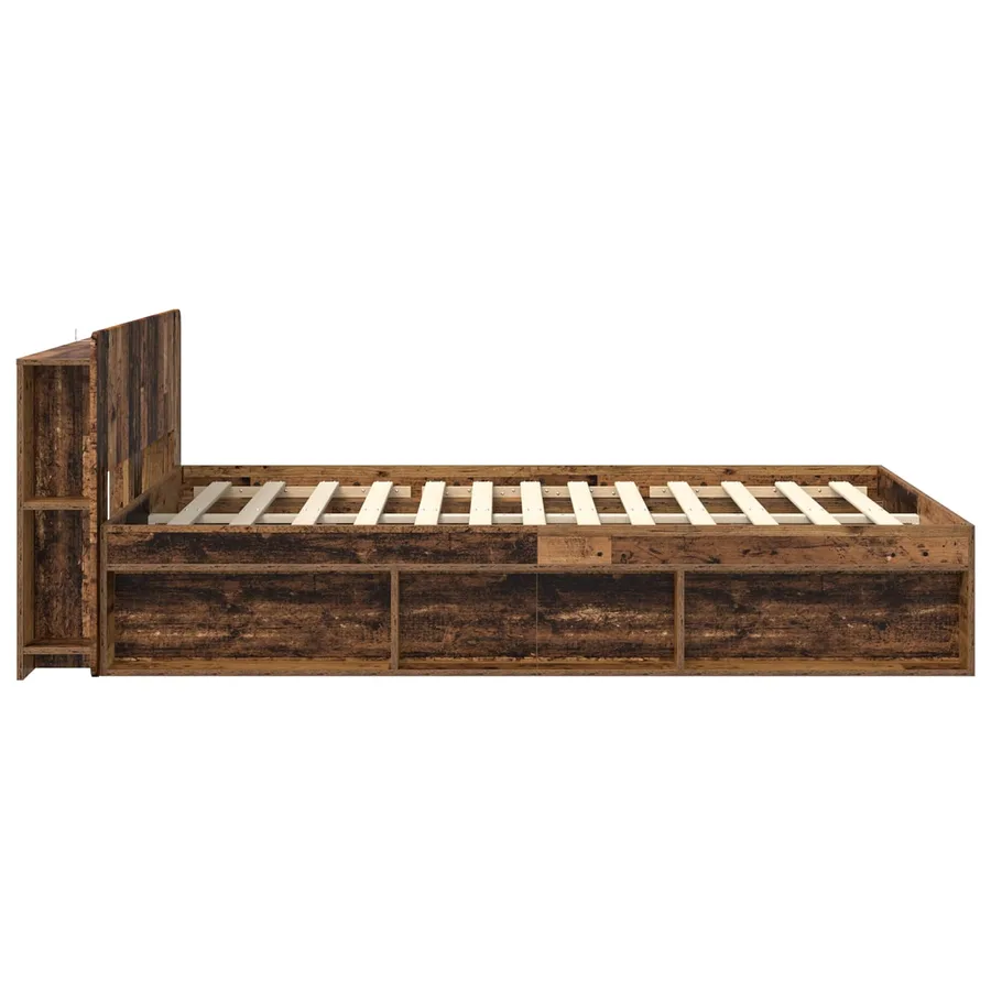 Cadre de lit avec rangement Bois ancien 150 x 200 cm - 4