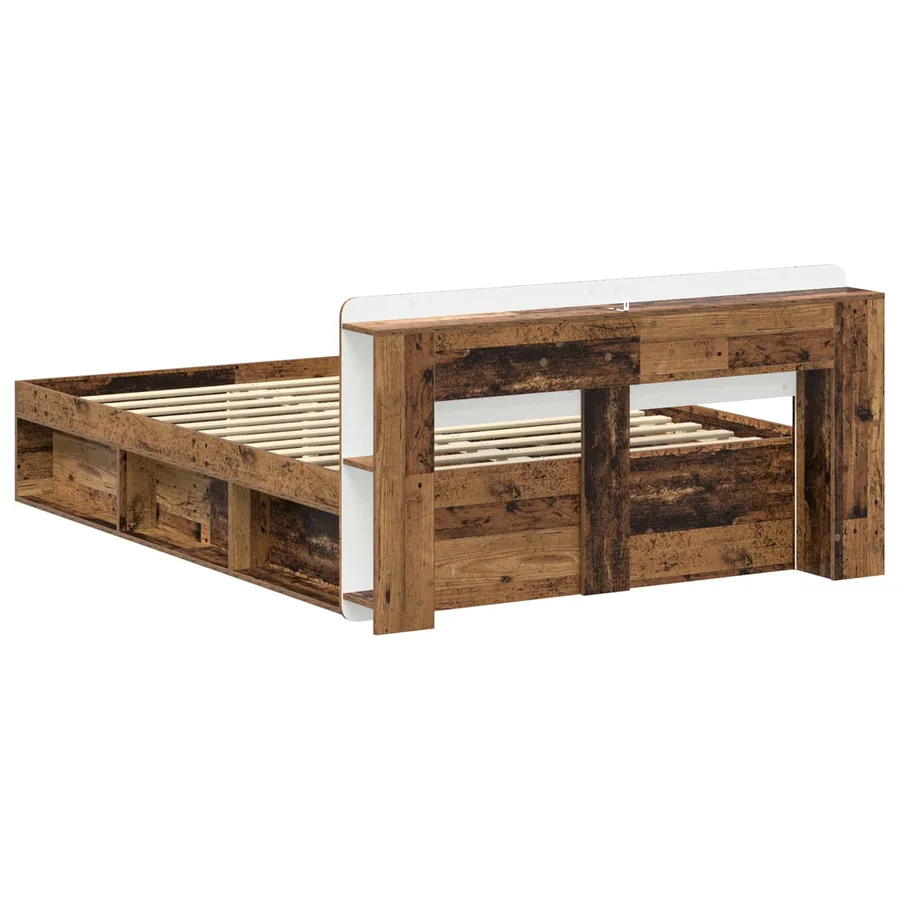 Cadre de lit avec rangement Bois ancien 150 x 200 cm - 5