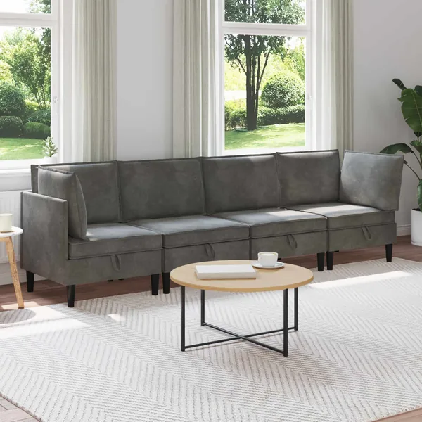 Ensemble de meubles pour le salon 4 pcs Gris foncé Velours