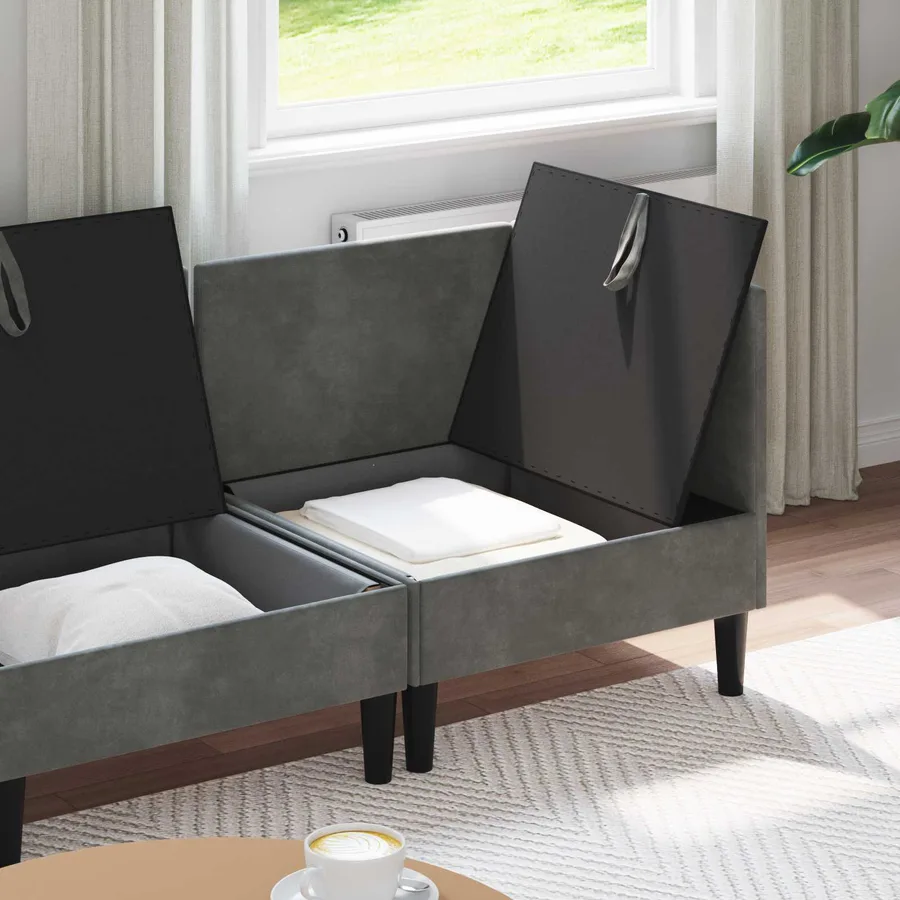 Ensemble de meubles pour le salon 4 pcs Gris foncé Velours - 3