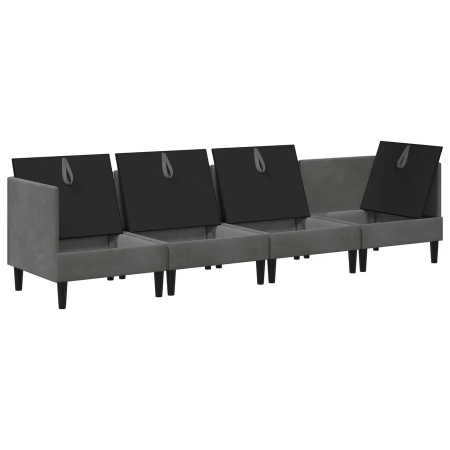 Ensemble de meubles pour le salon 4 pcs Gris foncé Velours - 4