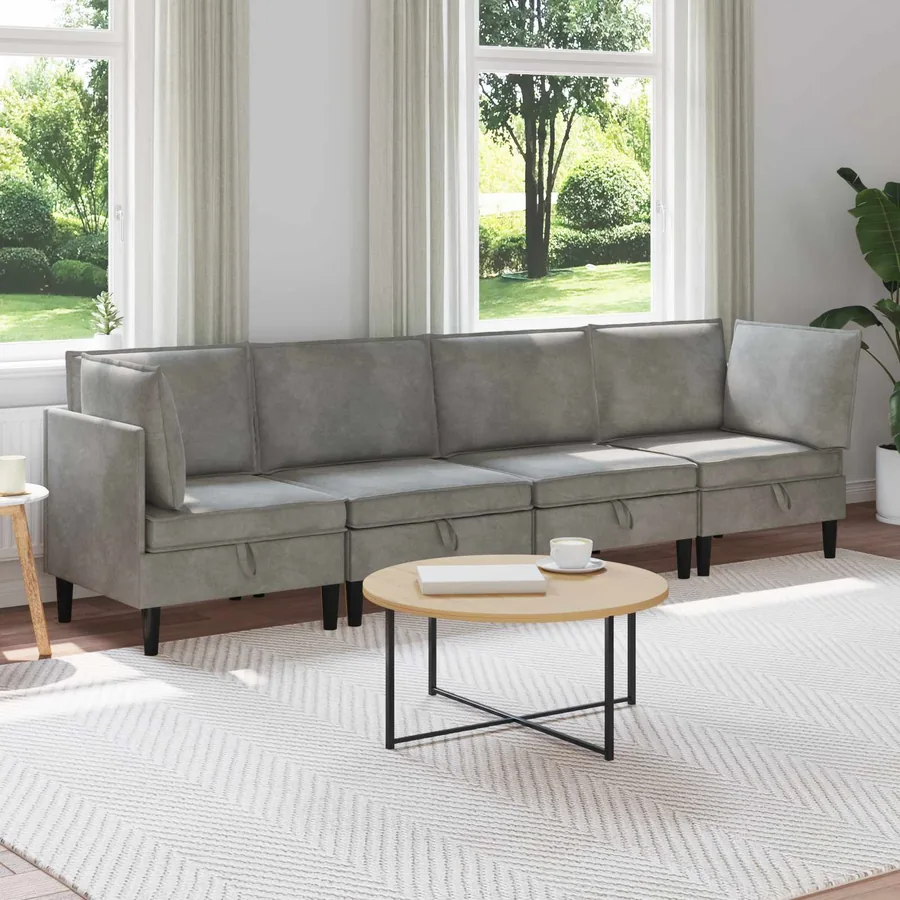Ensemble de meubles pour le salon 4 pcs Gris clair Velours