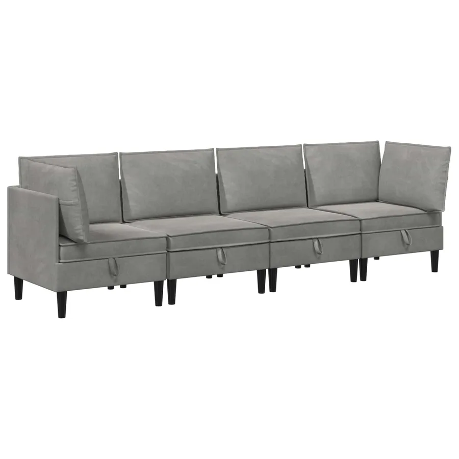 Ensemble de meubles pour le salon 4 pcs Gris clair Velours - 2
