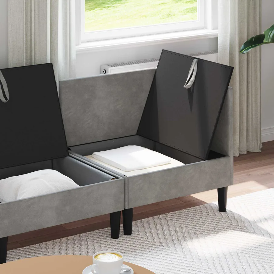 Ensemble de meubles pour le salon 4 pcs Gris clair Velours - 3