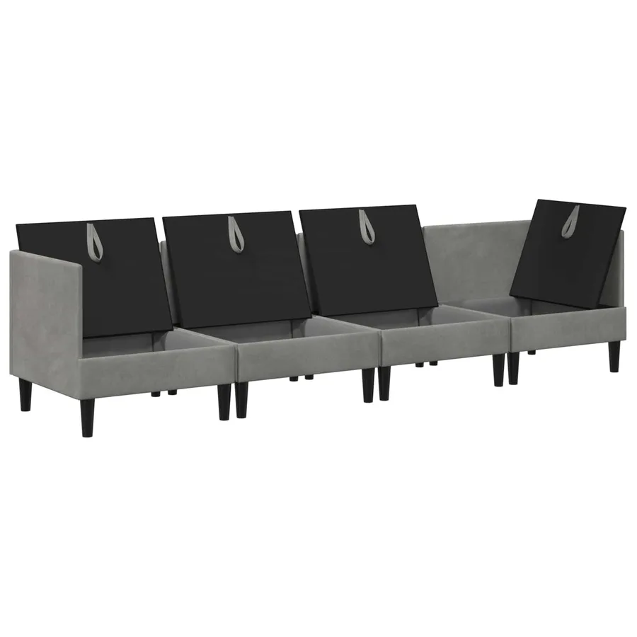 Ensemble de meubles pour le salon 4 pcs Gris clair Velours - 6