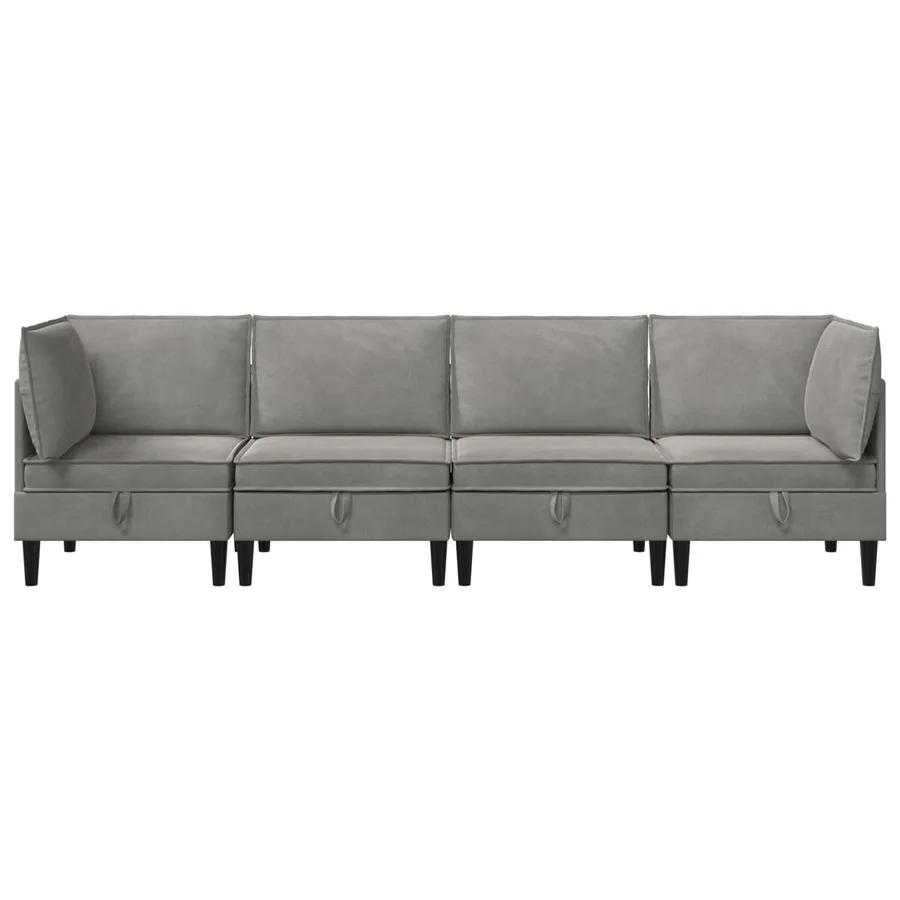 Ensemble de meubles pour le salon 4 pcs Gris clair Velours - 7