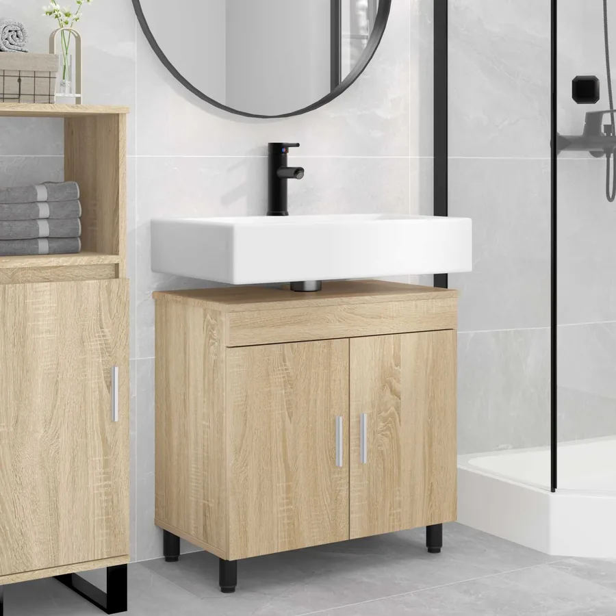 Unité de vanité de salle de bain Chêne Sonoma 60 x 35 x 60 cm