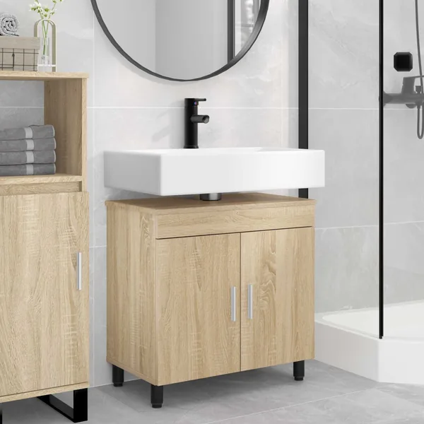 Unité de vanité de salle de bain Chêne Sonoma 60 x 35 x 60 cm