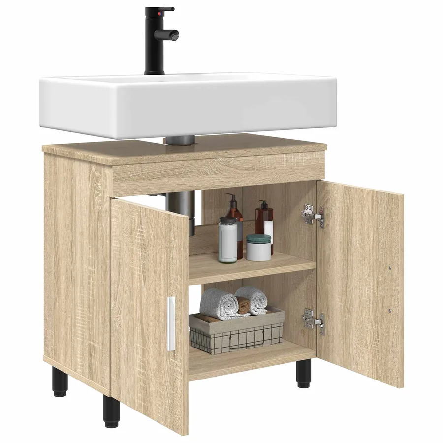 Unité de vanité de salle de bain Chêne Sonoma 60 x 35 x 60 cm - 3