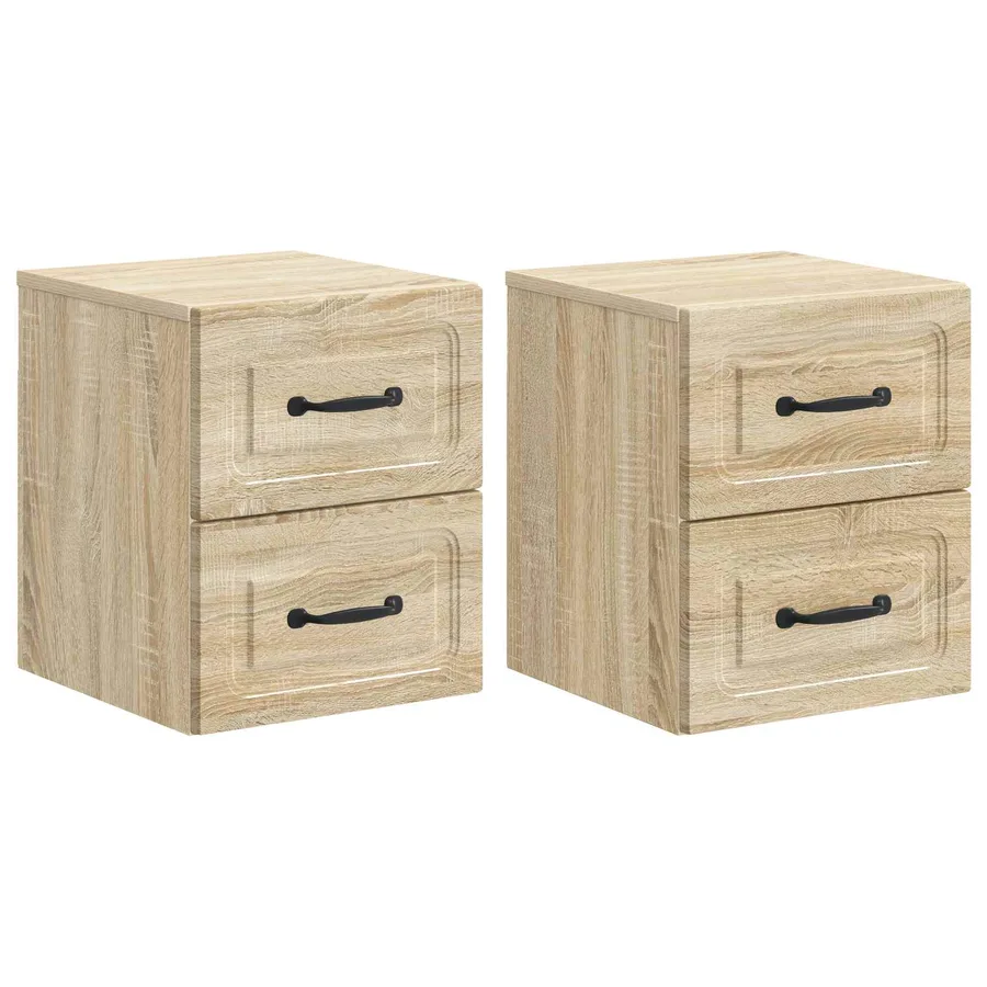 Cabinet de chevet mural 2 pcs Chêne Sonoma 34,5 x 33 x 40 cm - 2