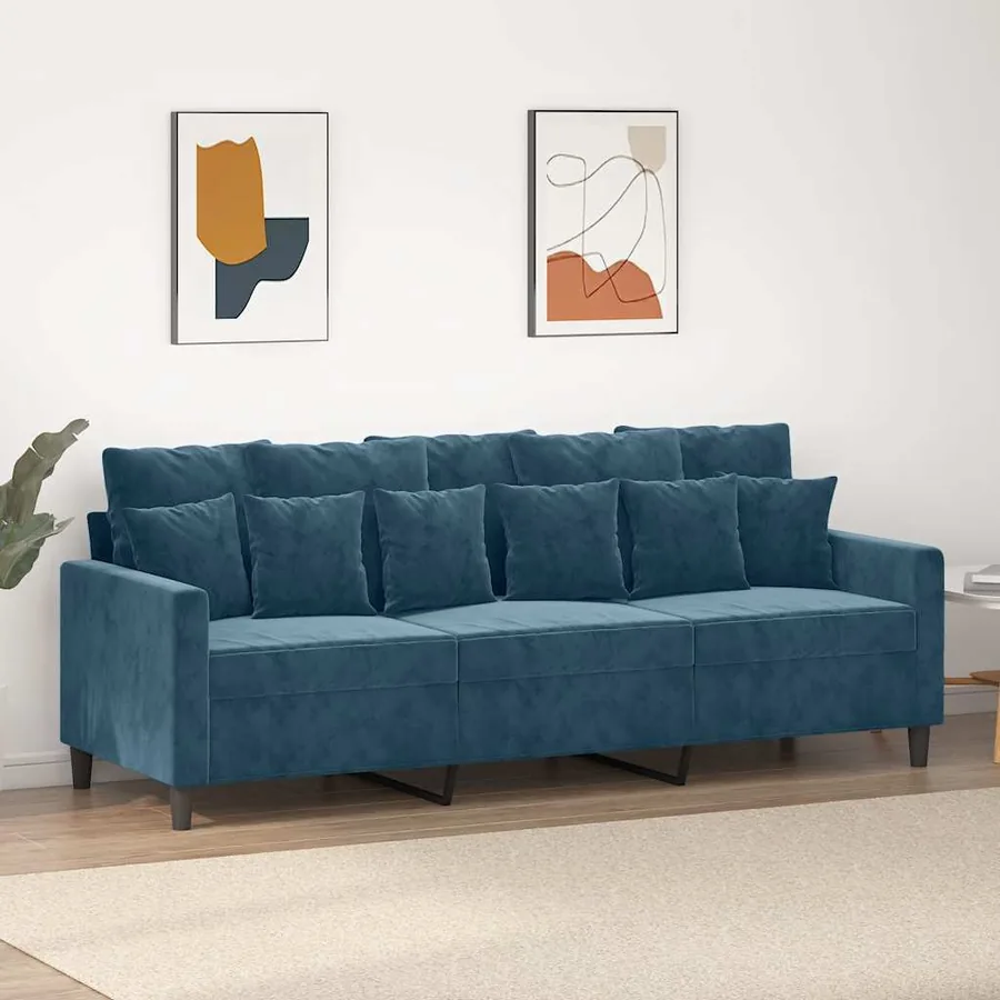 Canapé à 3 places Bleu 180 cm Velours