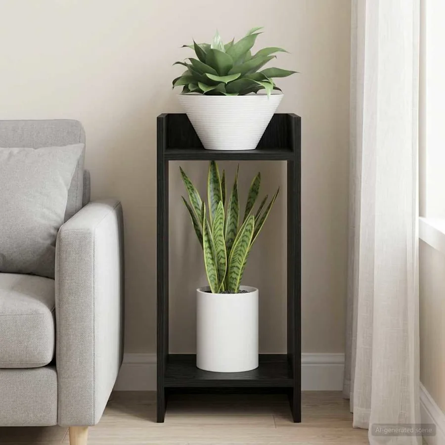 Support de Plante Chêne Noir 30 x 30 x 60 cm Bois d’ingénierie - 4