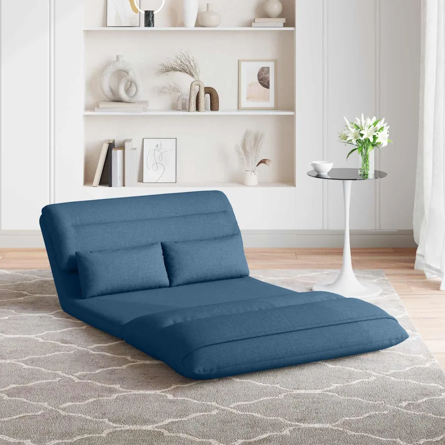 Fauteuil de sol ajustable Bleu Tissu - 3