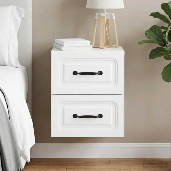 Cabinet de chevet mural avec tiroir Blanc 34,5 x 33 x 40 cm