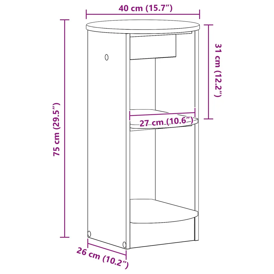 Meuble d'appoint Chêne Fumé 40 x 40 x 75 cm Bois d’ingénierie - 9