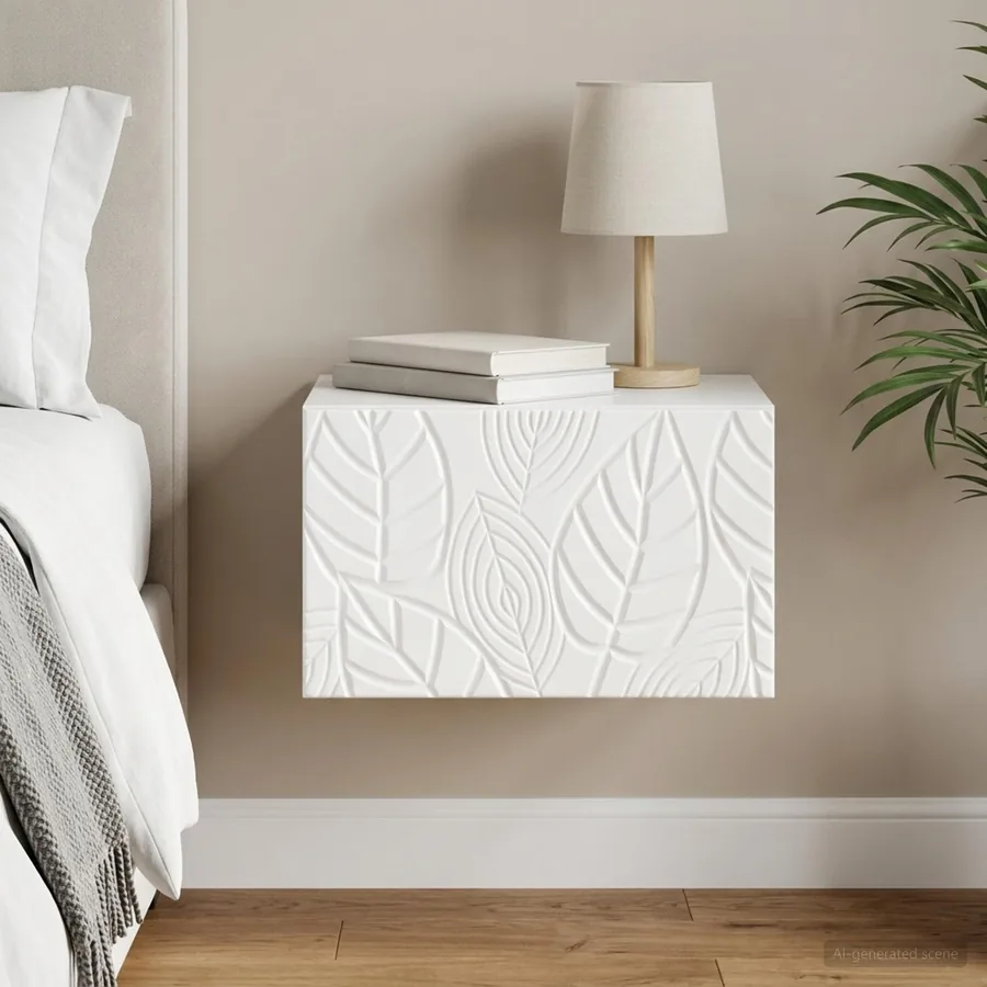 Cabinet de chevet mural Blanc brillant 49 x 34,5 x 20 cm