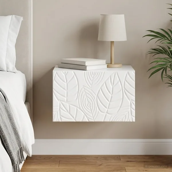 Cabinet de chevet mural Blanc brillant 49 x 34,5 x 20 cm